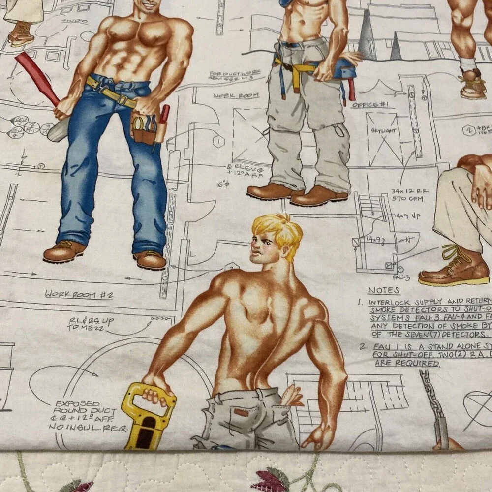 The Construction Worker fabric pillow case Pin up Alexander Henry standard